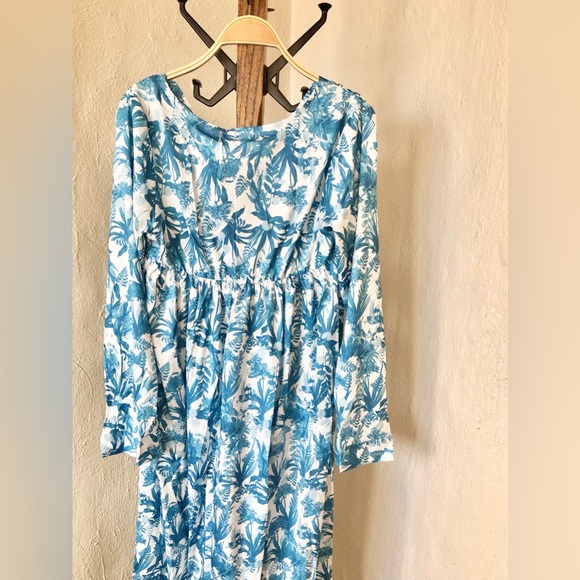 Tropical Palm Pattern High Waist Sundress - Picture 4 of 7